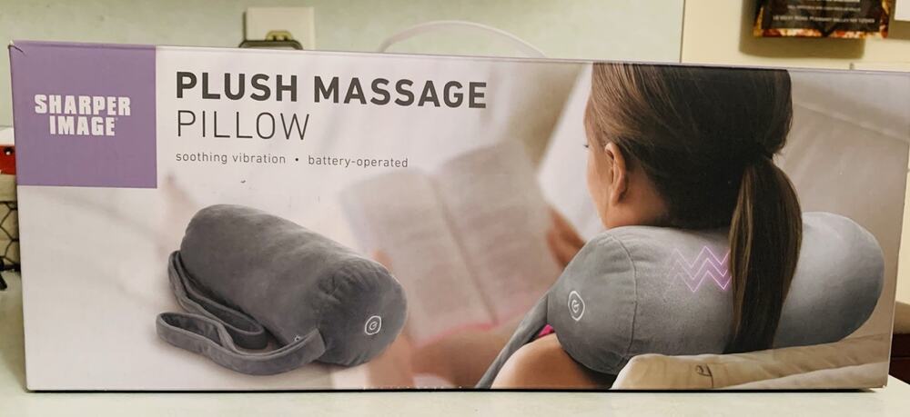 Sharper Image Battery Operated Plush Massage Pillow Soothing Vibration